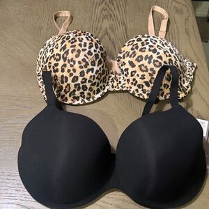 Auden Black padded and push-up Bra and Juicy Leopard Print Push-Up Bra 38DD nwt